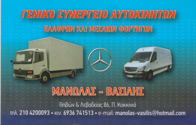 ΣΥΝΕΡΓΕΙΟ ΦΟΡΤΗΓΩΝ ΜΑΝΩΛΑΣ ΒΑΣΙΛΗΣ ΠΑΛΑΙΑ ΚΟΚΚΙΝΙΑ ΑΤΤΙΚΗ ΧΑΤΖΗΝΙΚΟΛΑΟΥ ΒΑΣΙΛΕΙΟΣ ΚΑΙ ΥΙΟΙ